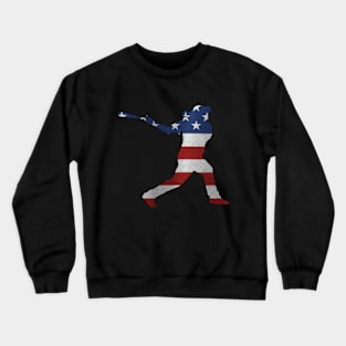 Baseball American Flag . Patriotic USA Sports Fans Crewneck Sweatshirt